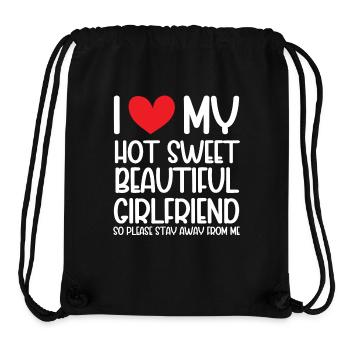 J’aime ma copine Couples Love idée cadeau - Sac à cordon recyclé Stanley/Stella - noir - Devant