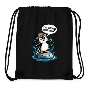 Bleib Geerdet Schwebe Umher Pinguin - Stanley/Stella recycelter Gym Bag - Schwarz - Vorne