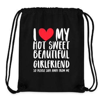 J’aime ma copine Couple Idée cadeau petit ami - Sac à cordon recyclé Stanley/Stella - noir - Devant