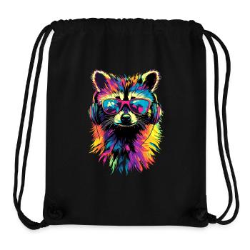 Raccoon Popart Colorful Rainbow Raccoon Raccoon Raccoon - Stanley/Stella Recycled Gym Bag - black - Front