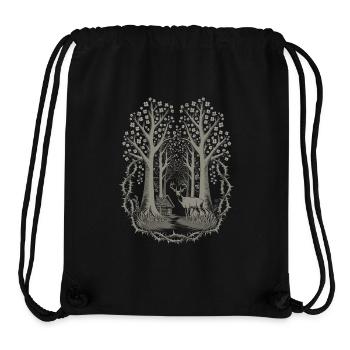 Dark Cottagecore Forest Scene with Deer - Stanley/Stella Recycled Gym Bag - black - Front