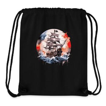 pirate boat, pirates, captain, sailing ship, - Stanley/Stella Recycled Gym Bag - black - Front