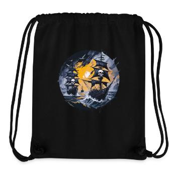 pirate boat, pirates, captain, sailing ship, - Stanley/Stella Recycled Gym Bag - black - Front