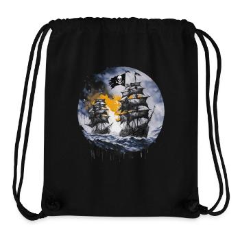 pirate boat, pirates, captain, sailing ship, - Stanley/Stella Recycled Gym Bag - black - Front