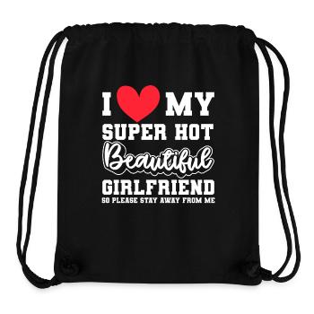 J’aime ma copine Couple Idée cadeau petit ami - Sac à cordon recyclé Stanley/Stella - noir - Devant