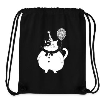 Cat celebrates birthday - Stanley/Stella Recycled Gym Bag - black - Front