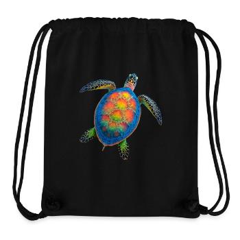 Amoureux des tortues de mer Motif safari animalier - Sac à cordon recyclé Stanley/Stella - noir - Devant