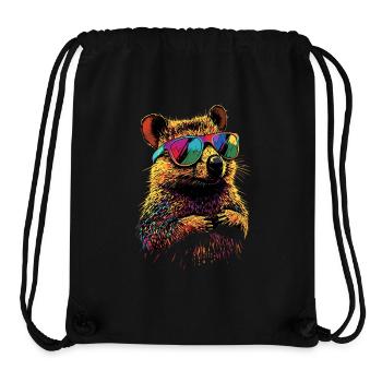 Lunettes de soleil Quokka Arc-en-ciel Australie Quokkas - Sac à cordon recyclé Stanley/Stella - noir - Devant