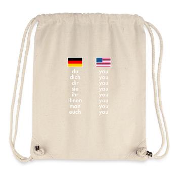 Englisch Deutsch Grammatik Lernen Witzige Lehrer - Stanley/Stella recycelter Gym Bag - Naturweiß - Vorne