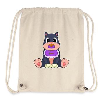 Taupe Bavoir pour bébé Sucette - Sac à cordon recyclé Stanley/Stella - blanc naturel - Devant