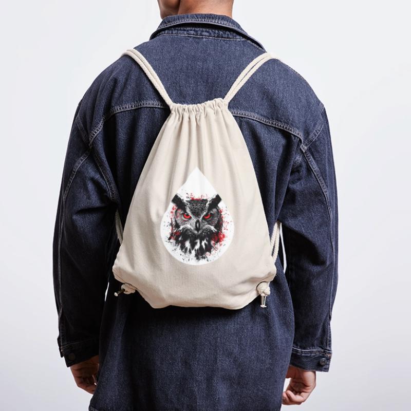 Trashpolka Eule Schwarz Rot Stanley/Stella recycelter Gym Bag