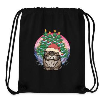 Nikolaus Weihnachtsmann Katze Katzen Santa Xmas - Stanley/Stella recycelter Gym Bag - Schwarz - Vorne