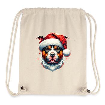 Polygon Design - Pitbull Dog with Santa Hat - Stanley/Stella Recycled Gym Bag - natural - Front