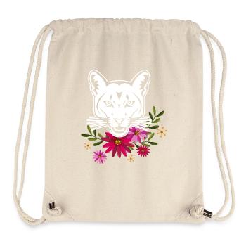 Cougar With Flowers - Stanley/Stella Recycled Gym Bag - natural - Front
