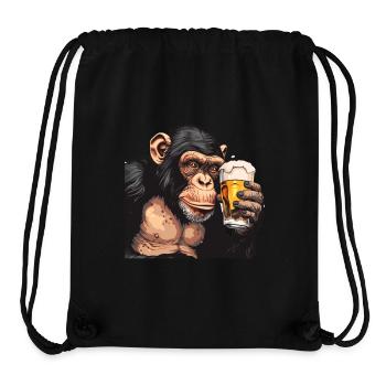 Cute Chimpanzee Drinking Beer 2 - Stanley/Stella recycelter Gym Bag - Schwarz - Vorne