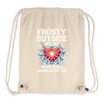 Il fait froid dehors, mais mon cœur est chaud avec toi - Sac à cordon recyclé Stanley/Stella - blanc naturel - Devant
