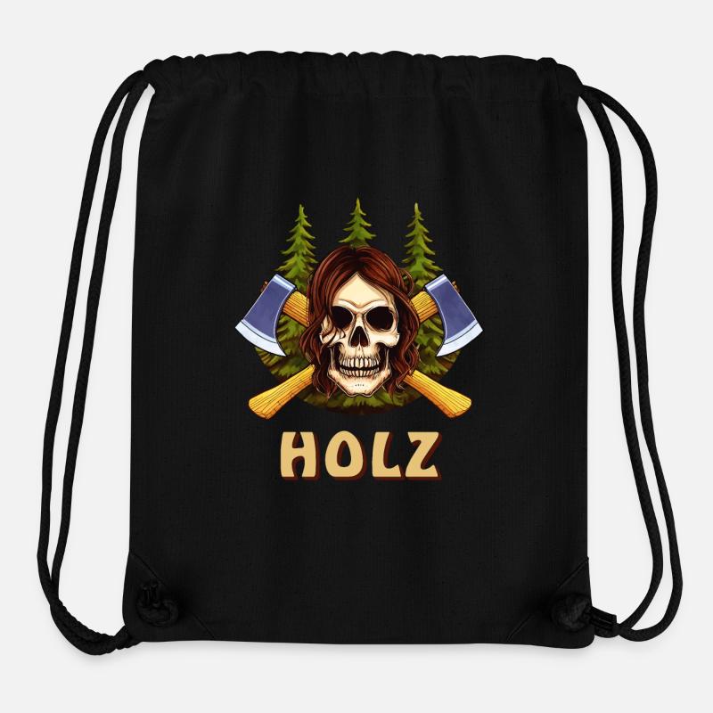 SKULL AXE WOOD - Stanley/Stella Recycled Gym Bag - black