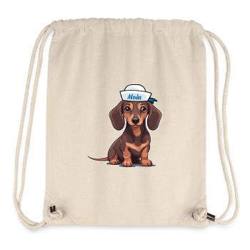 Dackel Hund Hunde maritim Kinder Kind Moin Ahoi - Stanley/Stella recycelter Gym Bag - Naturweiß - Vorne