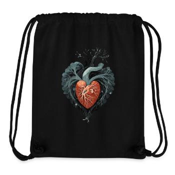 Cœur, Orgue, Vaisseaux, Veines, Veines, Amour - Sac à cordon recyclé Stanley/Stella - noir - Devant