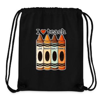 I Love Teach Bravery Equality Kindness Teacher - Stanley/Stella Recycled Gym Bag - black - Front