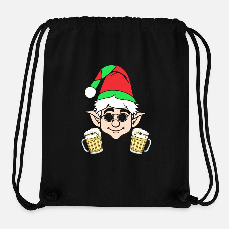 Père Noël Elfe de Noël Bière Elfe de Noël - Sac à cordon recyclé Stanley/Stella - noir