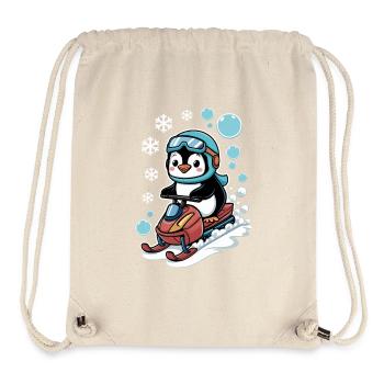 Pingouin mignon dans une aventure en motoneige - Sac à cordon recyclé Stanley/Stella - blanc naturel - Devant