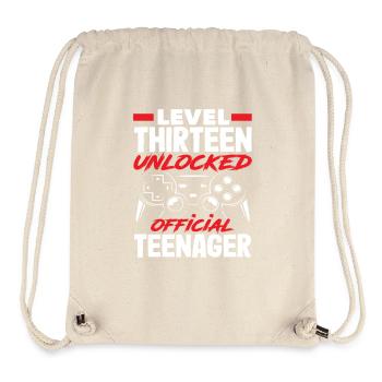 13th Birthday Level Thirteen Unlocked - Stanley/Stella Recycled Gym Bag - natural - Front