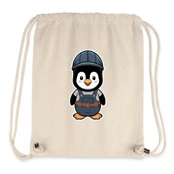 Penguin with construction worker helmet and dungarees - Stanley/Stella Recycled Gym Bag - natural - Front