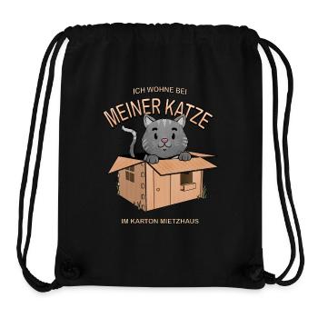 Ich wohne bei meiner Katze, Miezhaus - Stanley/Stella recycelter Gym Bag - Schwarz - Vorne