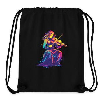 Violin Girl Retrowave - Stanley/Stella Recycled Gym Bag - black - Front