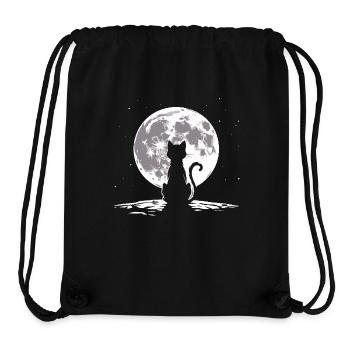 Chat regardant la lune - Sac à cordon recyclé Stanley/Stella - noir - Devant