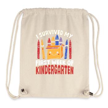 Vor K habe ich meine erste Kindergartenwoche - Stanley/Stella recycelter Gym Bag - Naturweiß - Vorne