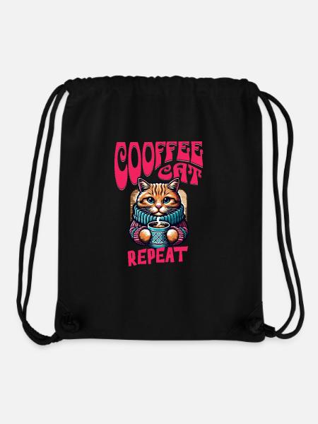 Coffee Cat Repeat – For cats and coffee lovers - Stanley/Stella Recycled Gym Bag - black