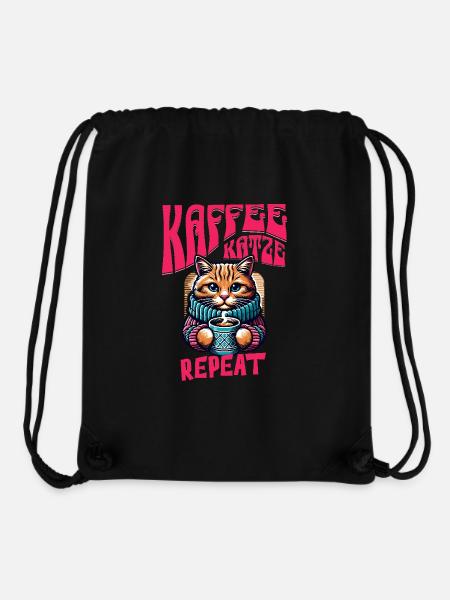 Coffee Cat Repeat for Cats and Coffee Lovers - Stanley/Stella Recycled Gym Bag - black