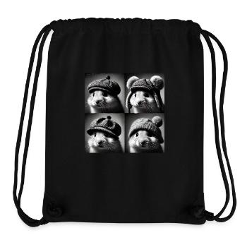 hamster Selfie Funny Hats Vintage Photo Shoot Anim - Stanley/Stella recycelter Gym Bag - Schwarz - Vorne