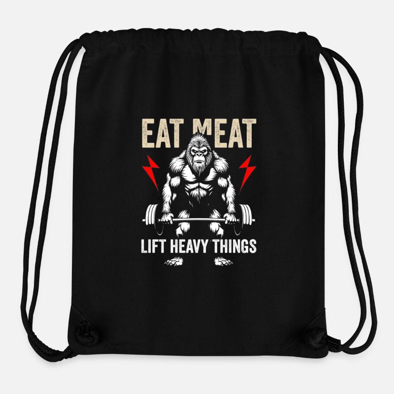 Eat Meat, Lift Heavy Things - Stanley/Stella Recycled Gym Bag - black