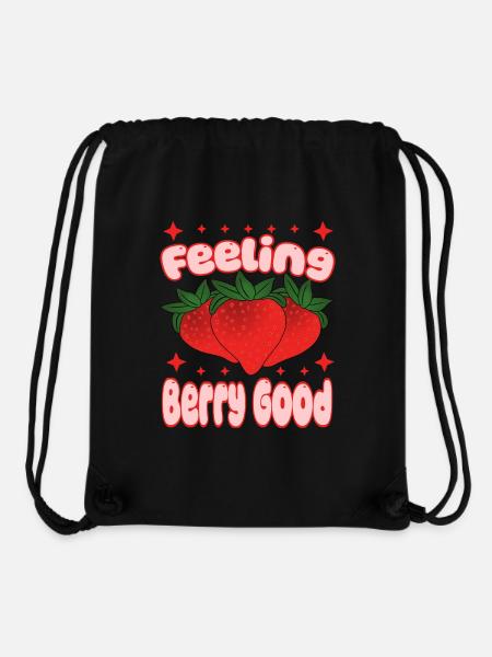 Erdbeere Gesund Süß Retro Gesund Natur Berry - Stanley/Stella recycelter Gym Bag - Schwarz