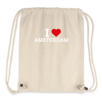 I Love Amsterdam Heart Flag Netherland Pun Cool - Stanley/Stella Recycled Gym Bag - natural - Front