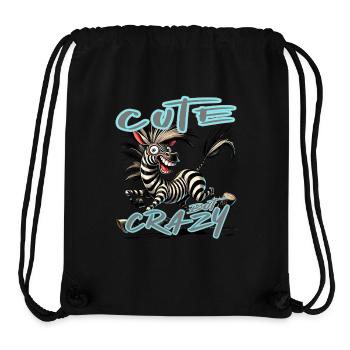 Cute but Crazy Zebra Comic Style Funny Motif - Stanley/Stella Recycled Gym Bag - black - Front