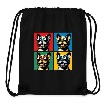 Frenchie Pop Art Bubbles, Pancake, Chonk, Nibbles - Stanley/Stella Recycled Gym Bag - black - Front