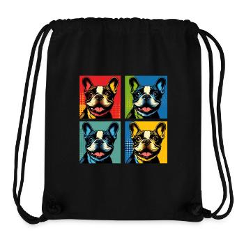Frenchie Pop Art Bubbles, Pancake, Chonk, Nibbles - Stanley/Stella Recycled Gym Bag - black - Front