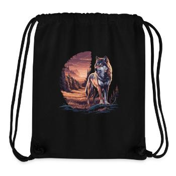 Einsamer Wolf im Sonnenuntergang – Wilde Natur - Stanley/Stella recycelter Gym Bag - Schwarz - Vorne