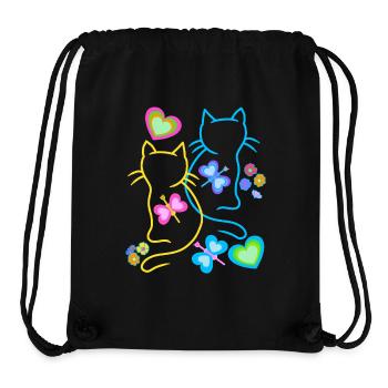 Chat Chats Printemps Chaton Enfants Rétro Années 80 - Sac à cordon recyclé Stanley/Stella - noir - Devant