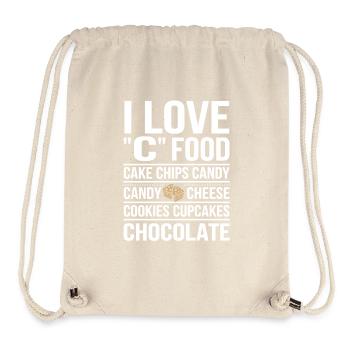 J’adore la nourriture C : gâteaux, chips, bonbons, - Sac à cordon recyclé Stanley/Stella - blanc naturel - Devant