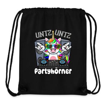 DJ Einhorn - Untz Untz Partyhörner - Techno, Rave - Stanley/Stella recycelter Gym Bag - Schwarz - Vorne