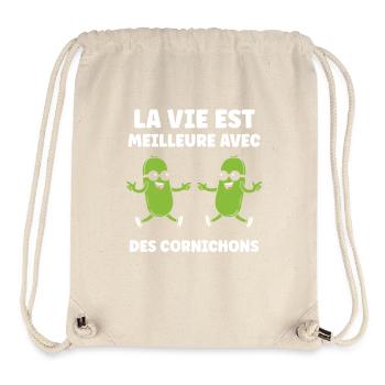 Humour Cornichon - Sac à cordon recyclé Stanley/Stella - blanc naturel - Devant