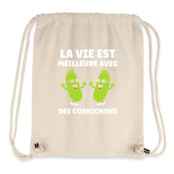Humour Cornichon - Sac à cordon recyclé Stanley/Stella - blanc naturel - Devant