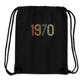 1970 ' s Vintage Cadeau d’anniversaire Rétro - Sac à cordon recyclé Stanley/Stella - noir - Devant