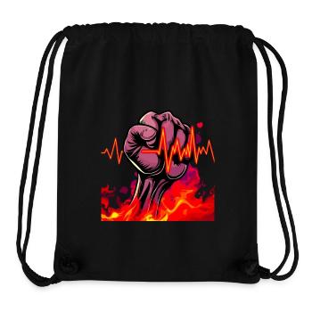 Strong fist with fiery heartbeat - Stanley/Stella Recycled Gym Bag - black - Front