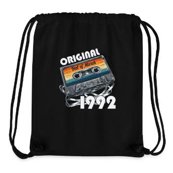 33ème anniversaire cadeau homme cassette mars 1992 - Sac à cordon recyclé Stanley/Stella - noir - Devant